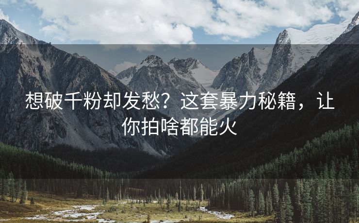想破千粉却发愁？这套暴力秘籍，让你拍啥都能火