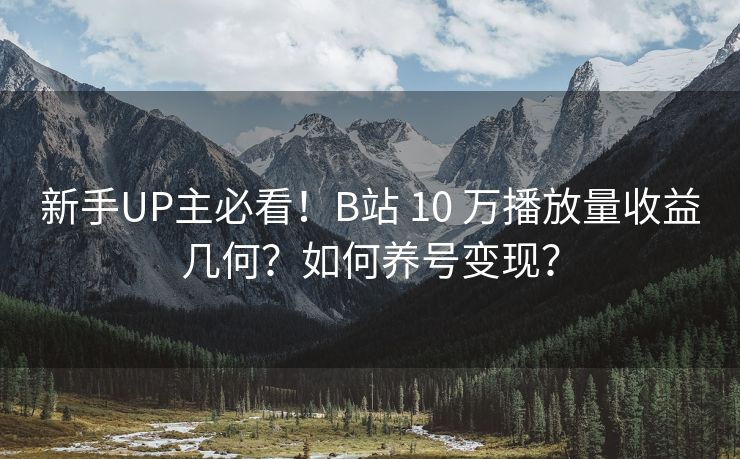 新手UP主必看！B站 10 万播放量收益几何？如何养号变现？
