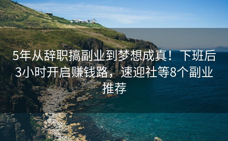 5年从辞职搞副业到梦想成真！下班后3小时开启赚钱路，速迎社等8个副业推荐