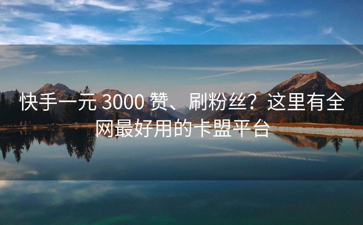 快手一元 3000 赞、刷粉丝？这里有全网最好用的卡盟平台