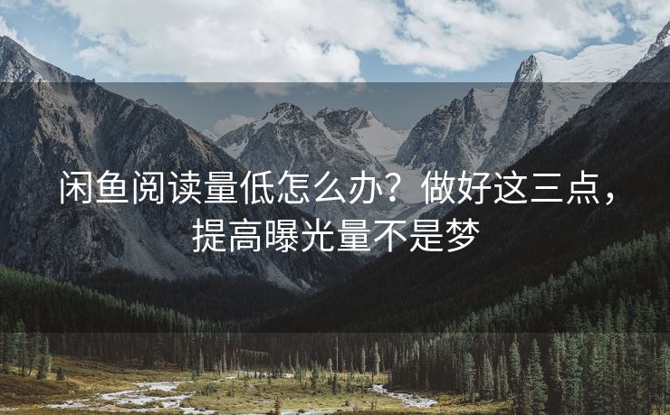 闲鱼阅读量低怎么办？做好这三点，提高曝光量不是梦