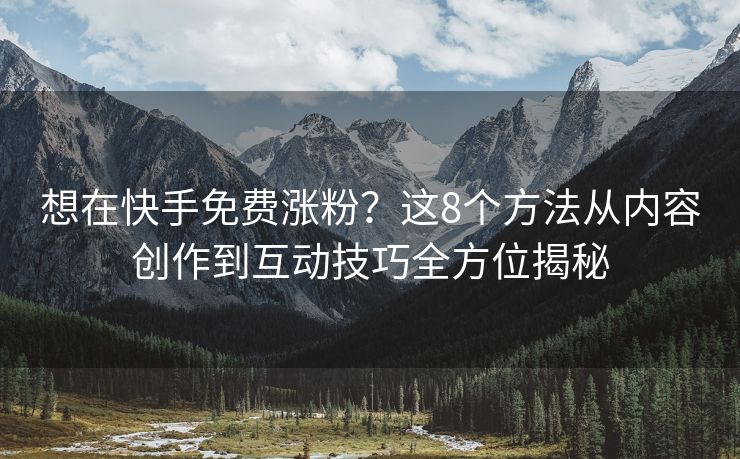 想在快手免费涨粉？这8个方法从内容创作到互动技巧全方位揭秘