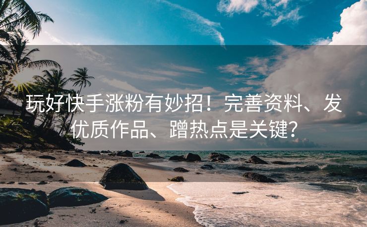 玩好快手涨粉有妙招！完善资料、发优质作品、蹭热点是关键？