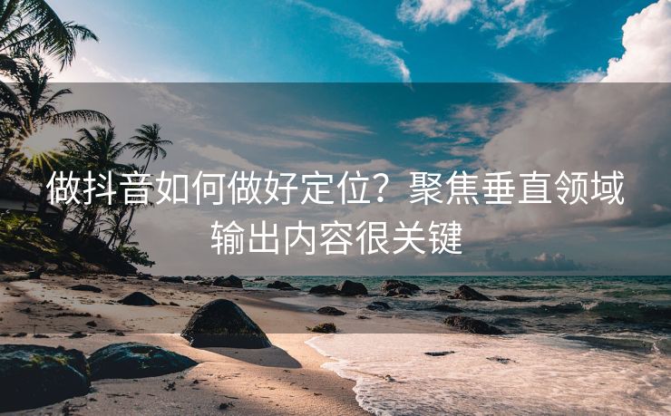 做抖音如何做好定位？聚焦垂直领域输出内容很关键