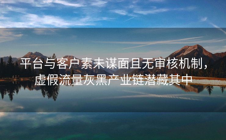 平台与客户素未谋面且无审核机制，虚假流量灰黑产业链潜藏其中
