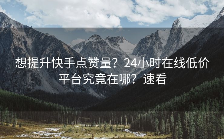 想提升快手点赞量？24小时在线低价平台究竟在哪？速看