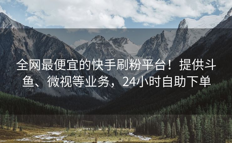 全网最便宜的快手刷粉平台！提供斗鱼、微视等业务，24小时自助下单