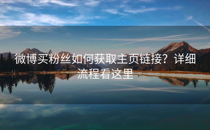 微博买粉丝如何获取主页链接？详细流程看这里