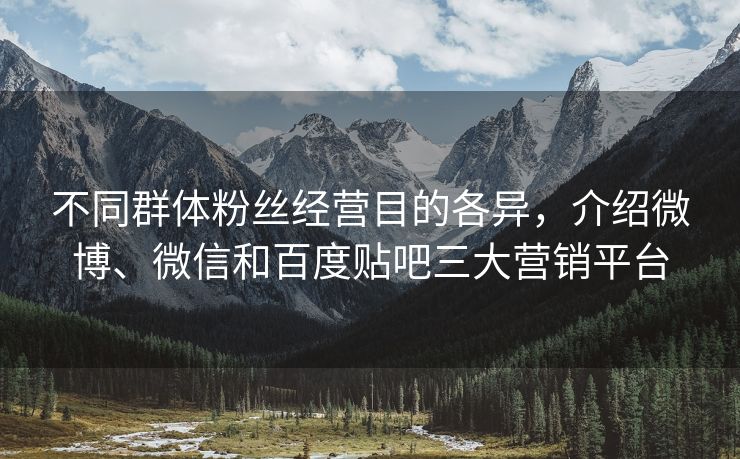 不同群体粉丝经营目的各异，介绍微博、微信和百度贴吧三大营销平台