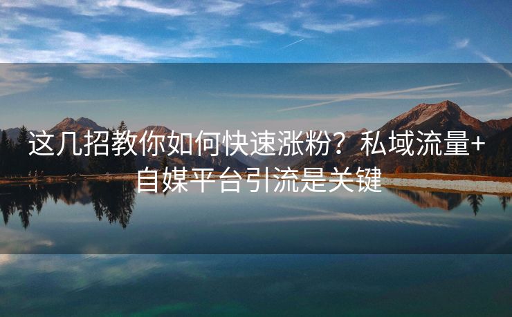 这几招教你如何快速涨粉？私域流量+自媒平台引流是关键