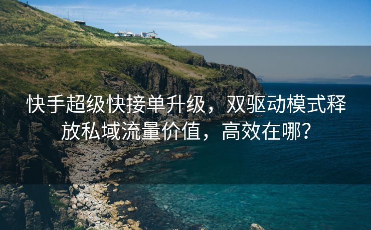 快手超级快接单升级，双驱动模式释放私域流量价值，高效在哪？