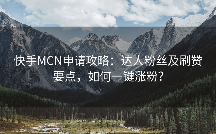 快手MCN申请攻略：达人粉丝及刷赞要点，如何一键涨粉？