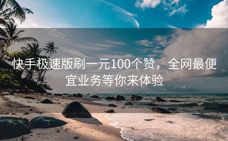 快手极速版刷一元100个赞，全网最便宜业务等你来体验
