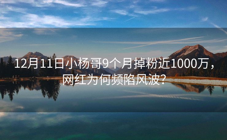 12月11日小杨哥9个月掉粉近1000万，网红为何频陷风波？