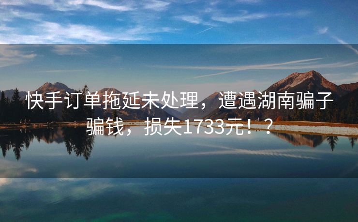 快手订单拖延未处理，遭遇湖南骗子骗钱，损失1733元！？