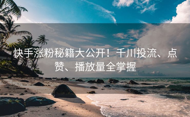 快手涨粉秘籍大公开！千川投流、点赞、播放量全掌握