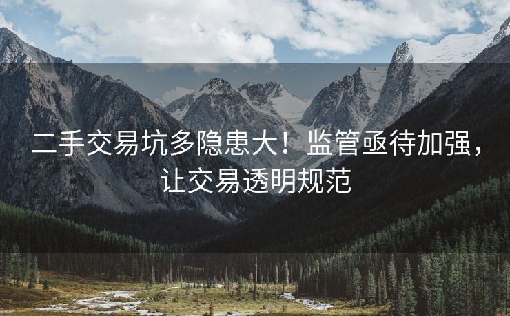 二手交易坑多隐患大！监管亟待加强，让交易透明规范